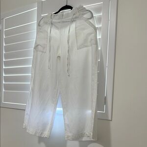 LOFT White Wide-legged Cropped Ankle Pants